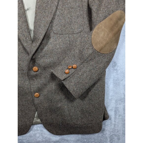 Stewart County Blazer Mens 48L Brown Wool Academia Elbow Patch Acorn Button - Picture 6 of 16